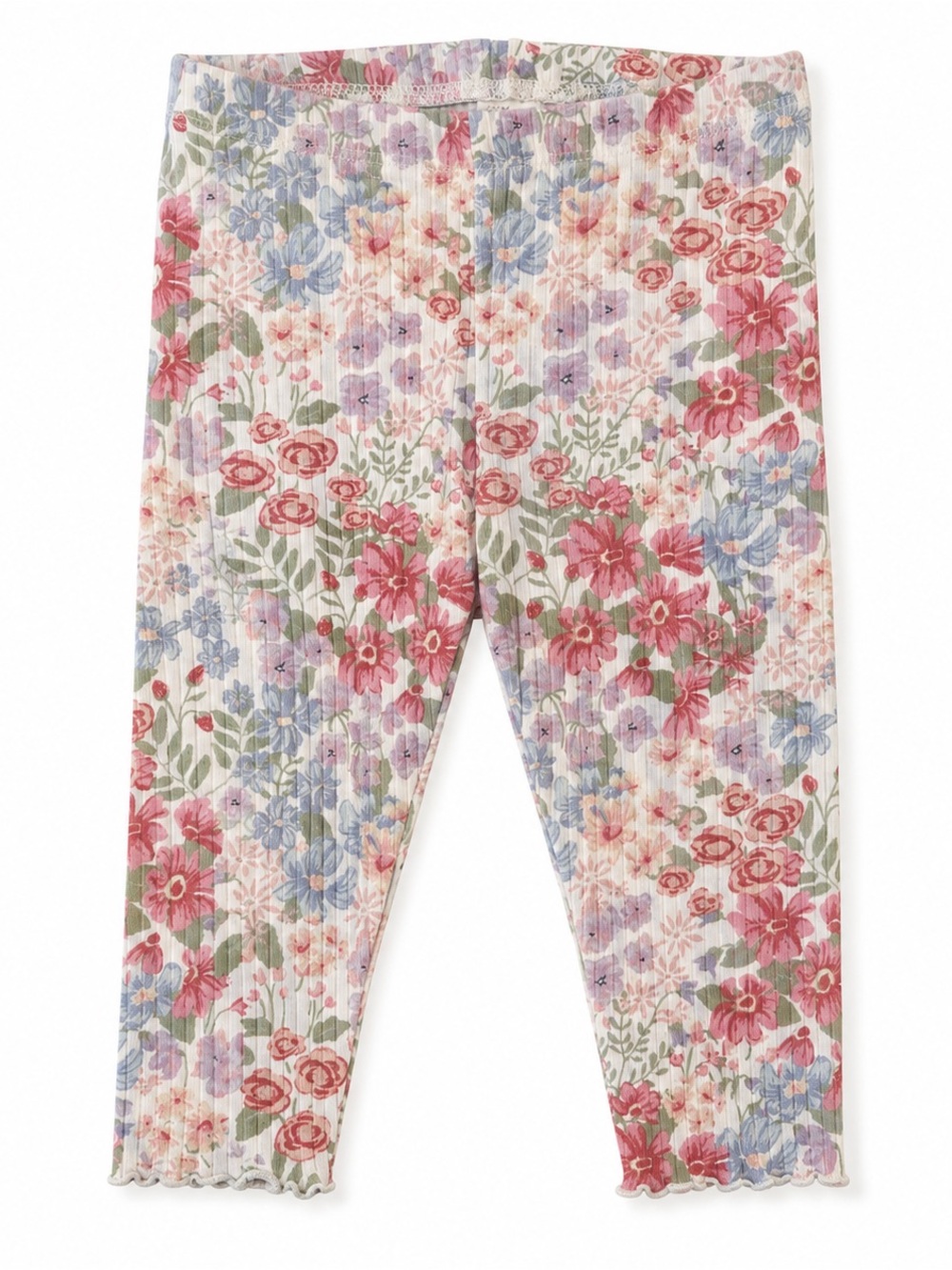 H&M Floral Ribbed Leggings in Pink, Blue, Green